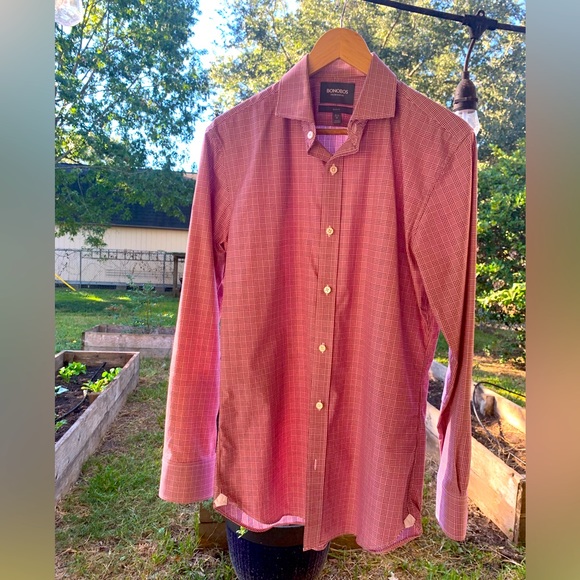 Bonobos Shirts Mens Red Check Bonobos Slim Fit 5 12 34 10 Cotton
